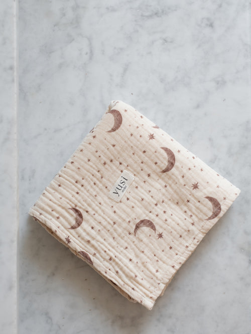 4-Layer Organic Muslin Swaddle Moon and Stars
