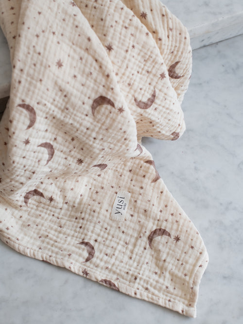 4-Layer Organic Muslin Swaddle Moon and Stars