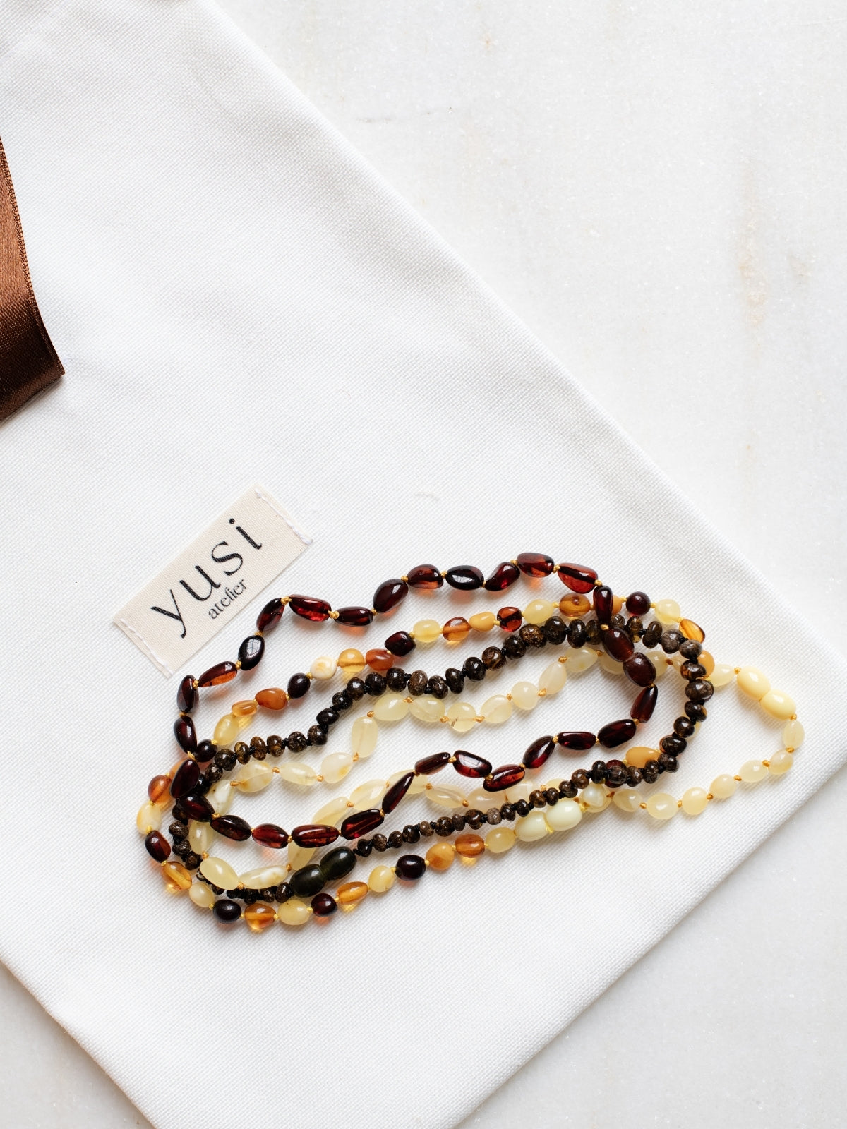 Baltic Amber Baby Necklace 32cm Brown