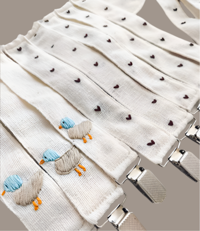 Handmade Pacifier Clip – Embroidered with Care