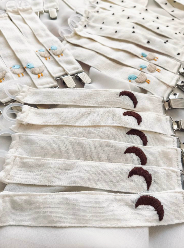 Handmade Pacifier Clip – Embroidered with Care