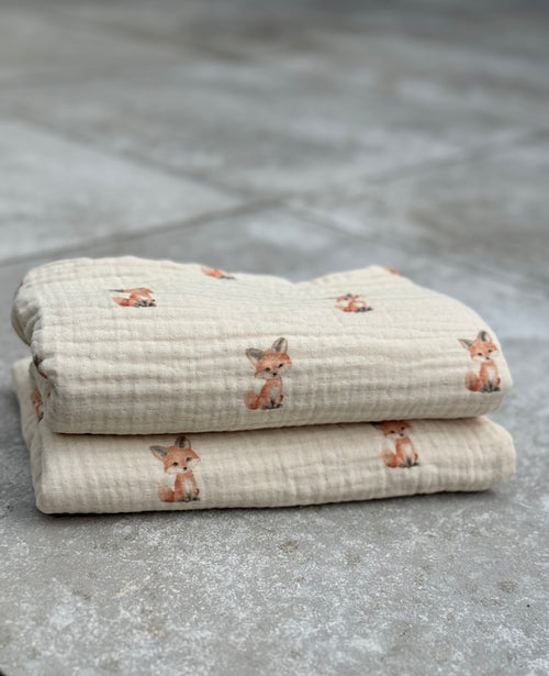 4-Layer Organic Muslin Swaddle Little Fox